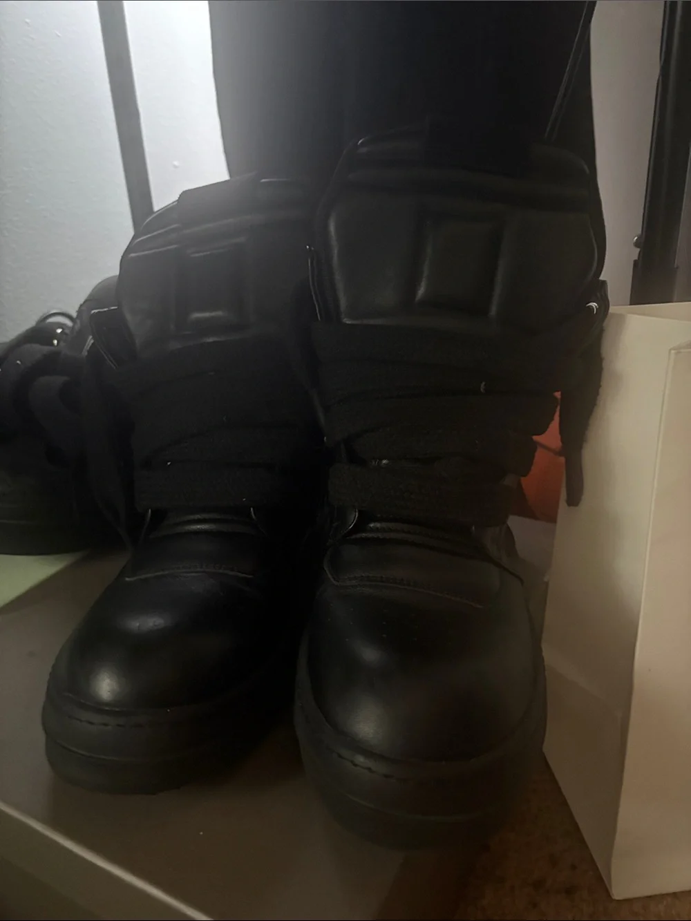 Rick Owens Black High-Top Leather Boots